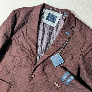 NEW! TailorByrd Sport Coat Mens 44R Burgundy 100% Wool Quilted Blazer NWT